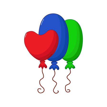 Three balloons icon in comics style on white backgroundのイラスト素材