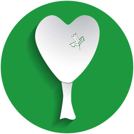 Tree with heart crown icon in paper style on green circleのイラスト素材