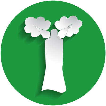 Baobab icon in paper style on green circleのイラスト素材