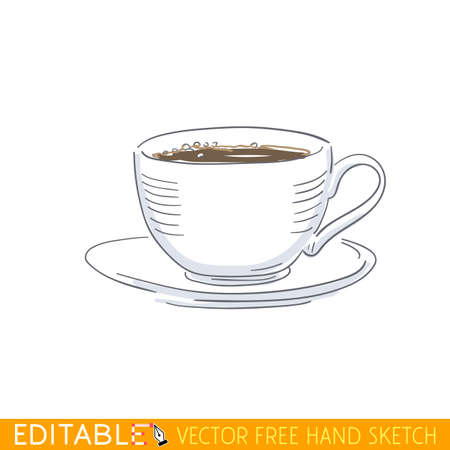 Cup of coffee or tea. Editable vector graphic in linear style.のイラスト素材