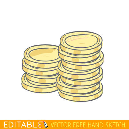 Stack of gold coins. Editable vector graphic in linear style.のイラスト素材