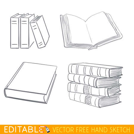 Books icon set. Editable vector graphic in linear style.のイラスト素材