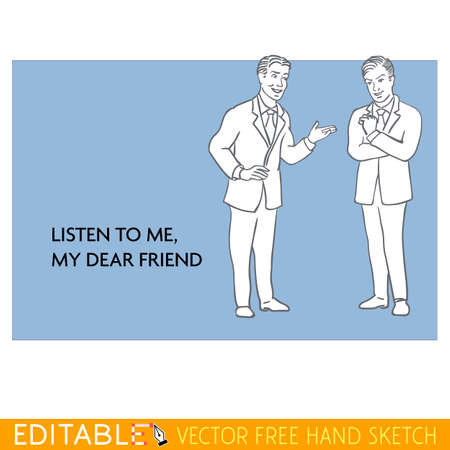 friends conversation Editable vector icon in linear style.のイラスト素材