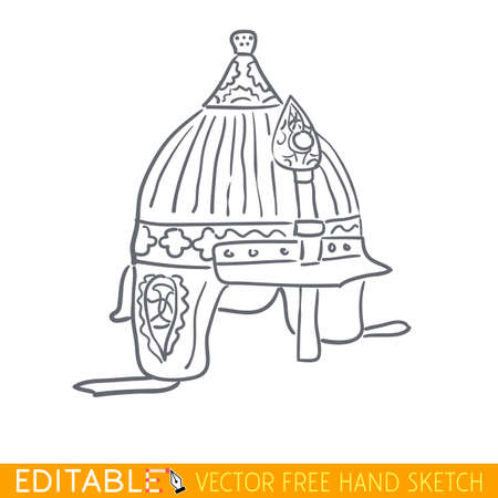 Ancient byzantine helmet. Editable vector icon in linear style.のイラスト素材