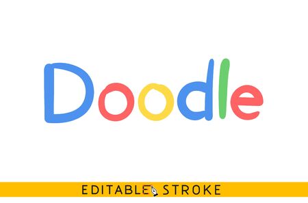 Sign doodle lettering icon. Editable stroke flat line icon. Doodle sketchのイラスト素材