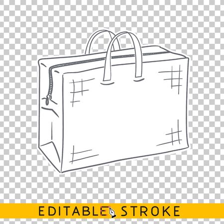 big shopping bag drawing sketch iconのイラスト素材