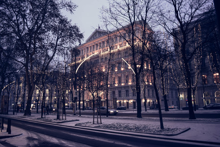 street at night in winterのeditorial素材