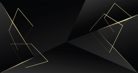 Luxury black polygonal background with golden lines. Vector illustrationのイラスト素材