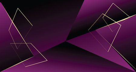 Minimal geometric background with triangles and golden lines. Vector illustration.のイラスト素材