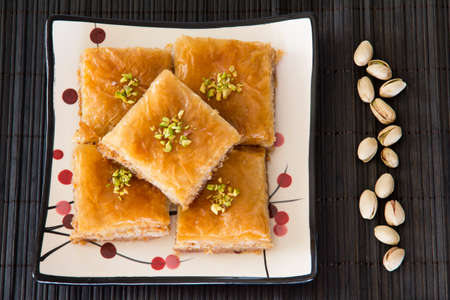 Baklava on a Plate with Pistachios