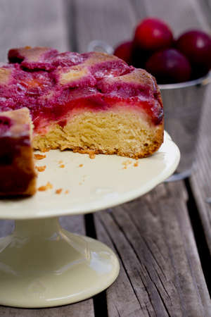 Upside Down Plum Cake - Verticalの写真素材