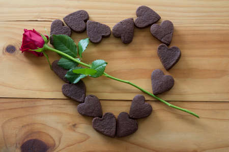 Heart of cookies with Roseの写真素材