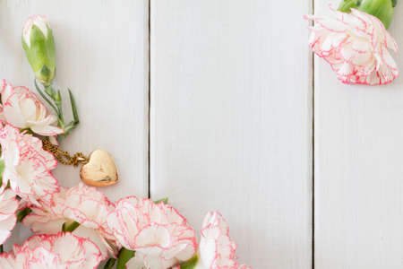 Carnations with Heart Locket from Aboveの写真素材