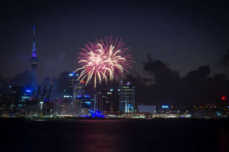 AUCKLAND, NZ - JAN 31: Fireworks against the Auckland Skyline celebrating Auckland Anniversary...