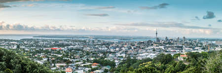 Panorama of Auckland City and Auckland Harbour from Mount Eden の写真素材