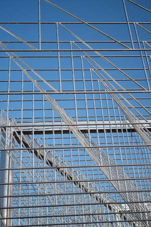 Metal Structure against Clear Blue Sky Background