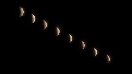 Progression of Lunar Eclipse Across the Night Sky in Auckland New Zealandの写真素材