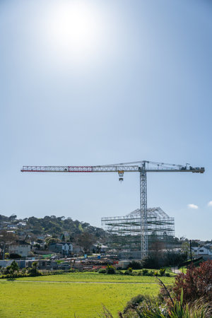 Large Crane at Building Construction Site in Auckland Cityの写真素材