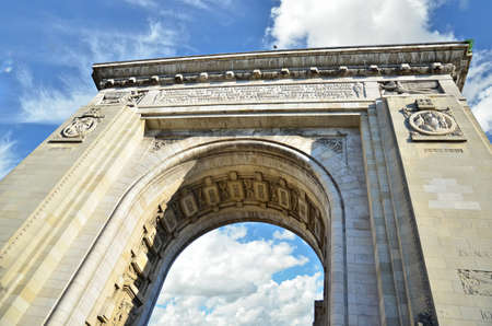 Perspective of Arc De Triumph, Bucharest, Romania.の写真素材