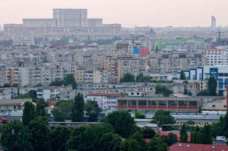 Bucharest, Romania - 21.07.2014 -Panoramic view of Bucharest from above.のeditorial素材