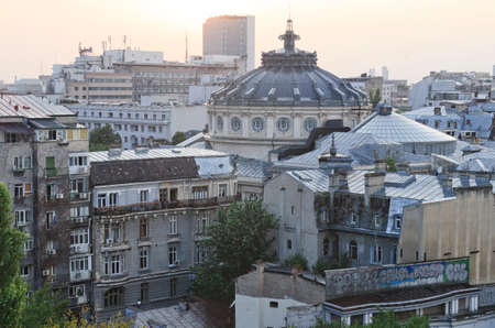 Bucharest, Romania - 23.08.2014 - Panoramic view of Bucharest from above.のeditorial素材