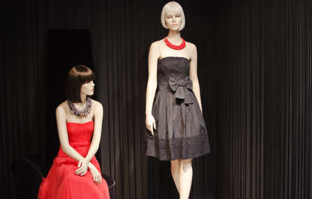 A woman fashion store window.の写真素材