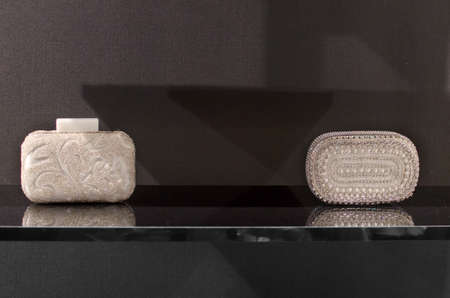 Two luxury woman purses in a store.の写真素材