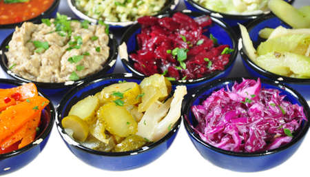 bowls with salads.の写真素材