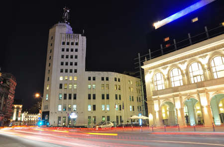 Bucharest, Romania - September 27, 2012: Bucharest Telephone Palace Palatul Telefoanelor is an office building located on Calea Victoriei in Bucharest, Romania. Palatul Telefoanelor is an art deco style building.のeditorial素材