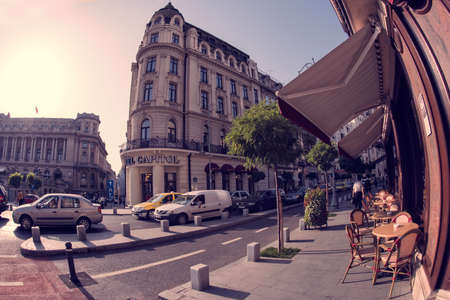 Bucharest, Romania  September 18, 2015  Day traffic on Calea VictorieiVictory Avenue in Bucharest, Romania.のeditorial素材