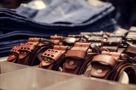 Belts in a fashion store