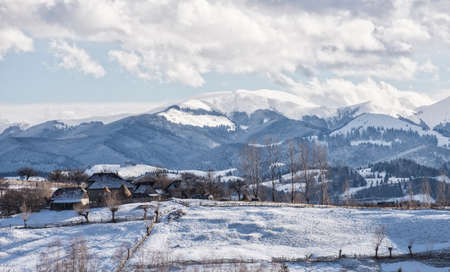 Winter landscape in a romanian village - Maguraの写真素材