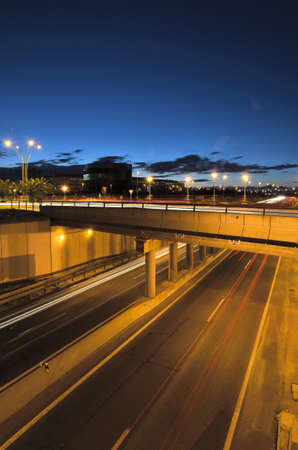 Night traffic on a highwayの写真素材