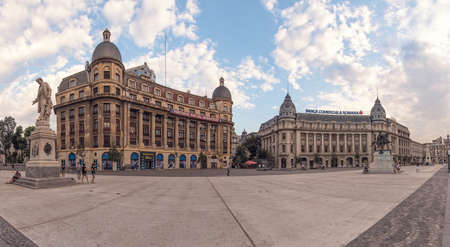 Bucharest, Romania - August 12, 2015 - Panoramic view of University Square in the Bucharest center.のeditorial素材