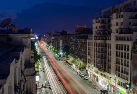Bucharest, Romania - August 23, 2014: Bucharest downtown - aerial view.のeditorial素材