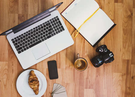 Home desk on the floor.の写真素材
