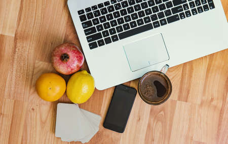 Home desk on the floor.の写真素材
