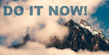 Motivational message with a natural mountain landscapeの写真素材