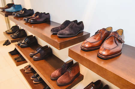 Men shoes in a storeの写真素材