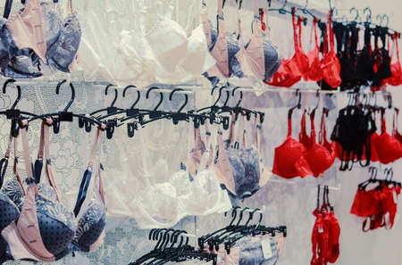 Bras in a luxury lengerie boutiqueの写真素材