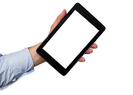 Man holding a pc tablet