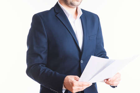 Business man with business reports