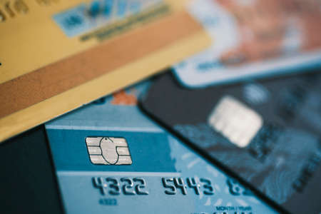 Credit cards, macro viewの写真素材