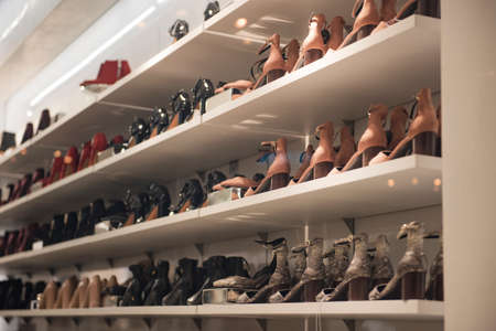 Shoes in a boutique storeの写真素材