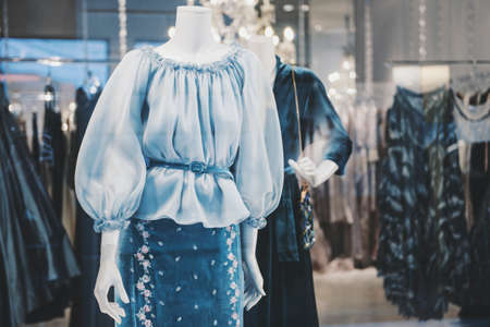 Female mannequins in a fashion storeの写真素材