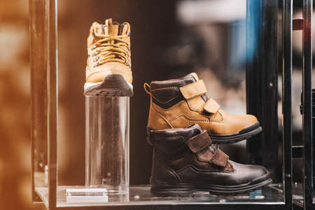 Men shoes in a luxury storeの写真素材