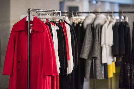 Colorful clothes in a fashion store in Milan