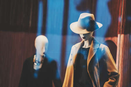 Female mannequins in a fashion storeの写真素材