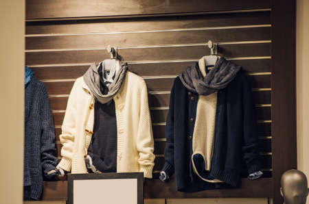 men clothes in a storeの写真素材