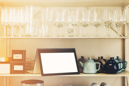 pc tablet and cozy atmosphereの写真素材